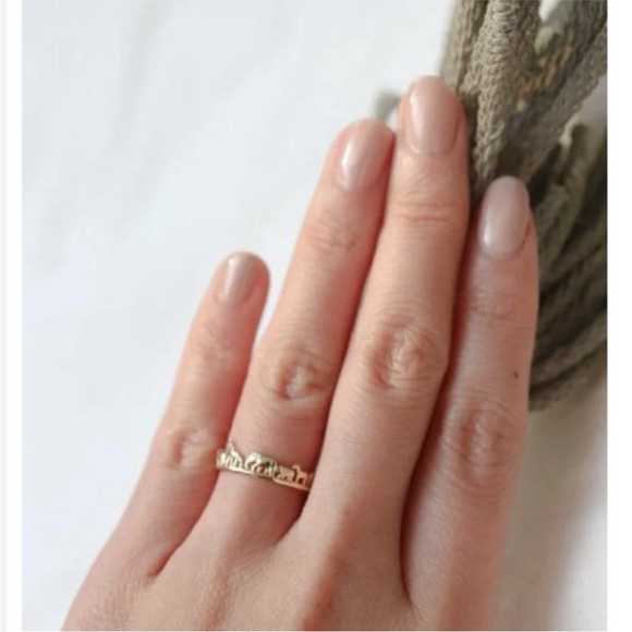 "Paradise" African Safari Animal Giraffe Elephant Zebra Silver Dainty Gift Ring - Picture 5 of 7